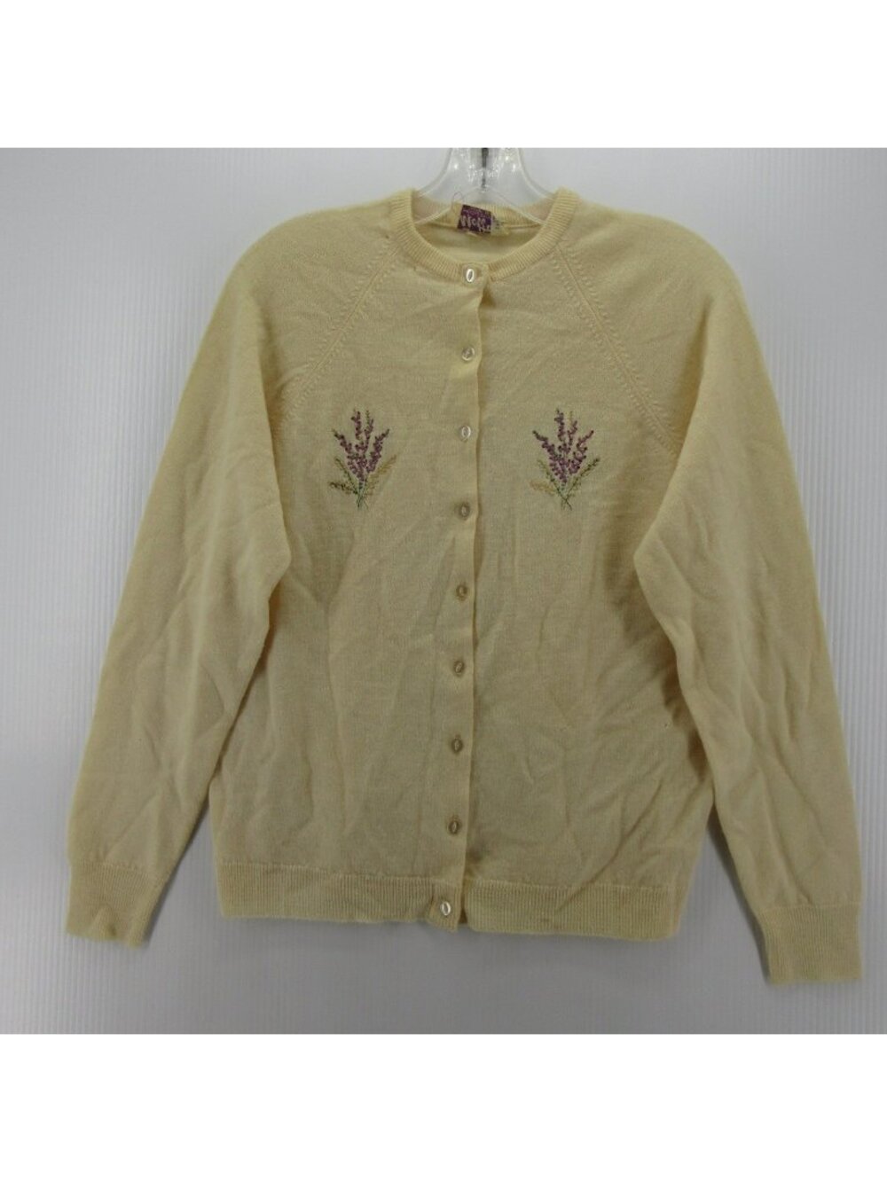 VINTAGE Moffat Sweater 40 Wool Cardigan Floral 60s 70s Medium *